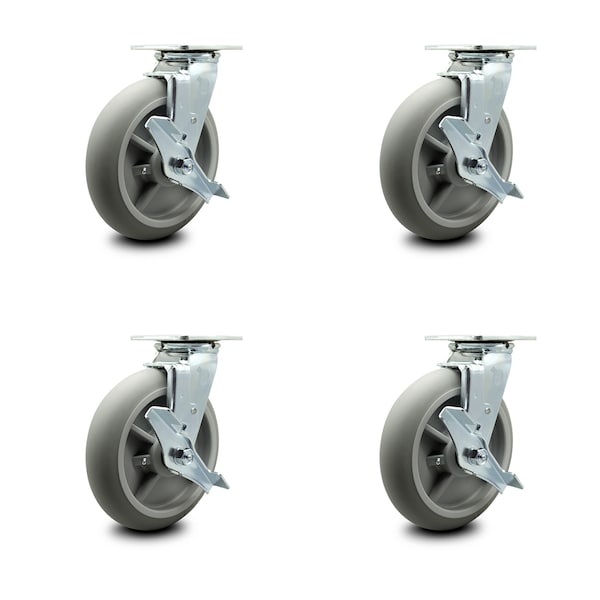 Cambro 60259 Camcruiser Vending Cart Caster Set with 4 Brakes - SCC